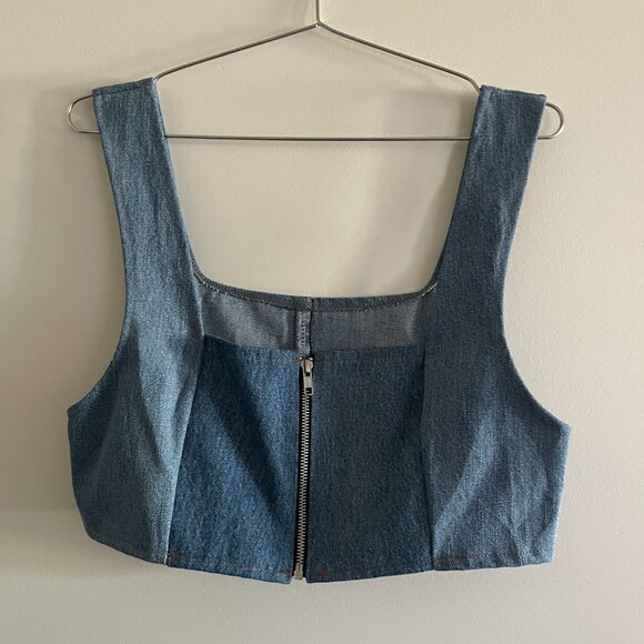 Urban Renewal Remade Denim Zip Bra Top - Picture 4 of 5